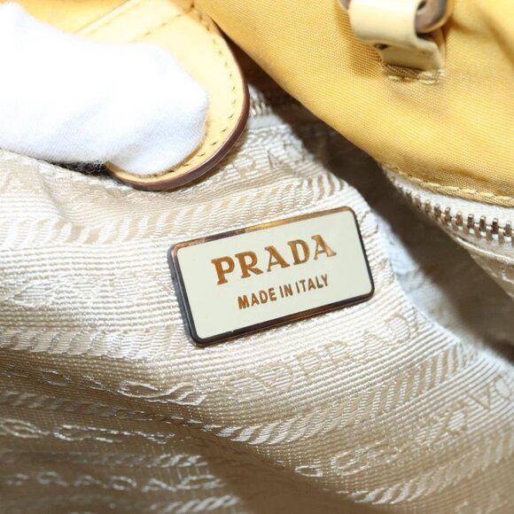 PRADA Tote Bag Nylon Yellow Gold Auth 87177 - Picture 13 of 16